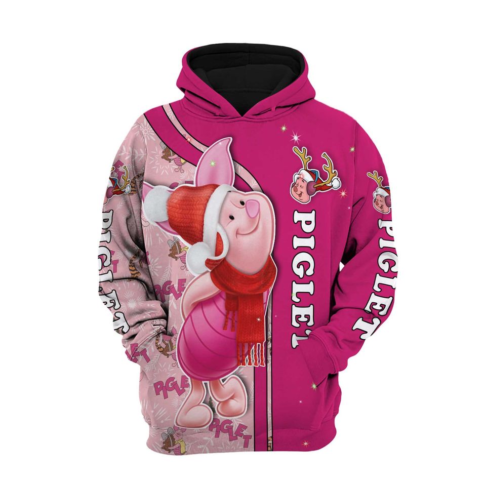 Piglet Pink Christmas Disney 3D Hoodie
