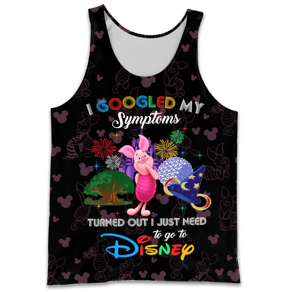 Piglet Google Funny Quote Black Disney Cartoon 3D Tank Top