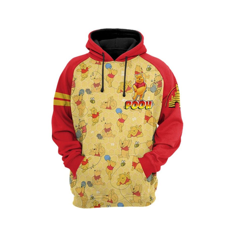 Winnie Pooh Pattern Raglan | Disney 3D Hoodie