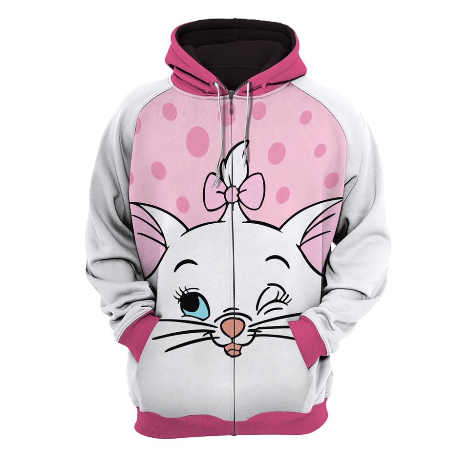 Marie Cat Raglan Pink White | Disney 3D Hoodie