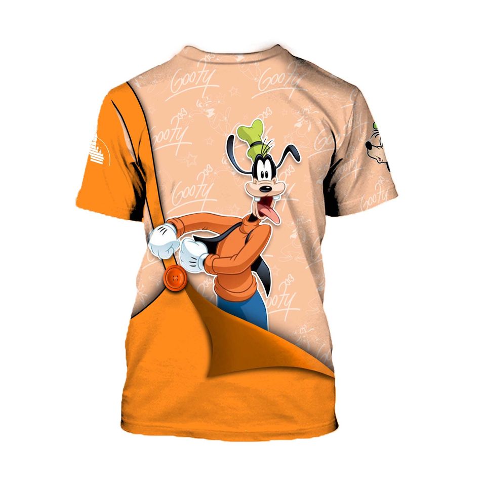 Goofy Orange Button Overalls Patterns Disney Cartoon T-shirts