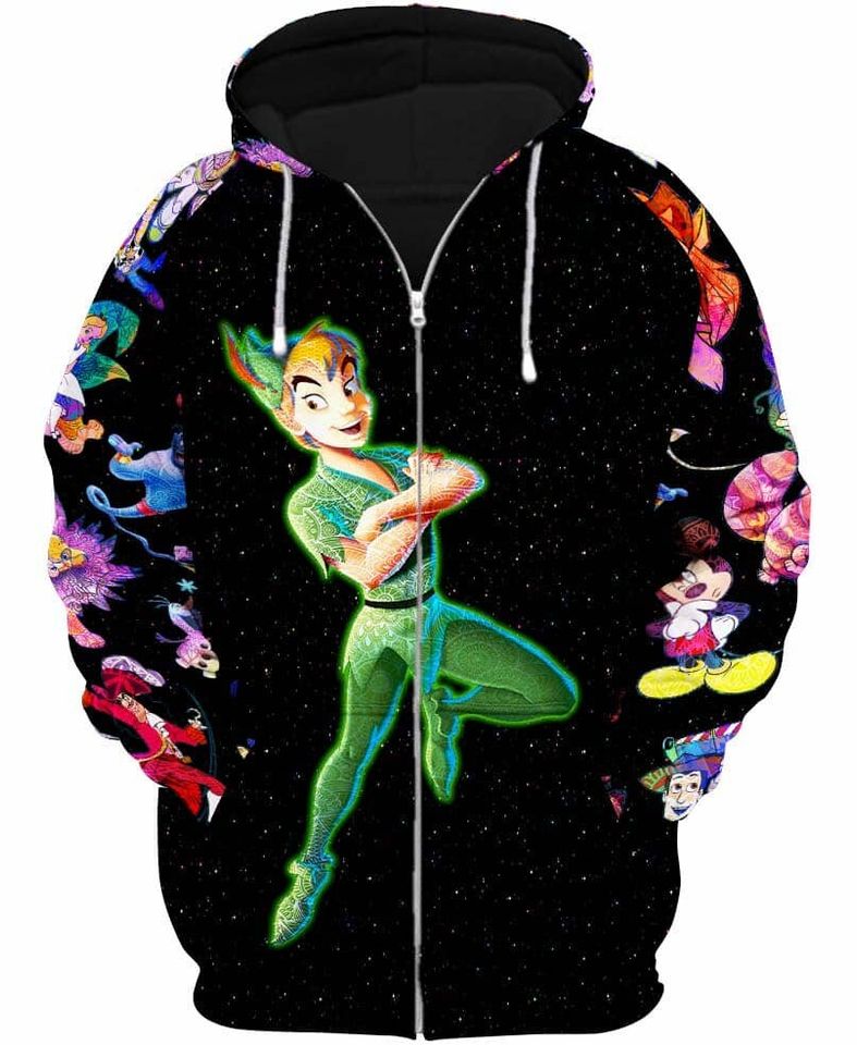 Peter Pan Galaxy Night Sky Patterns Hoodie | Disney 3D Hoodie