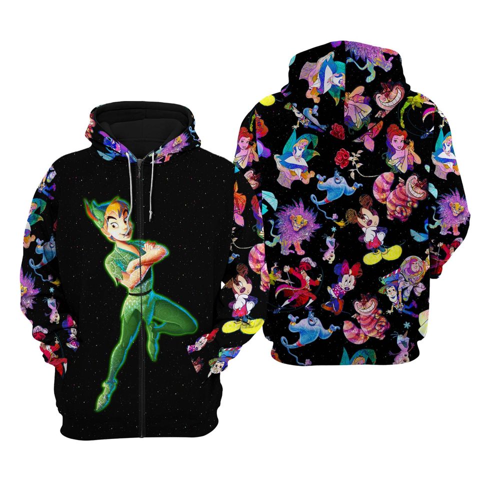 Peter Pan Galaxy Night Sky Patterns Hoodie | Disney 3D Hoodie