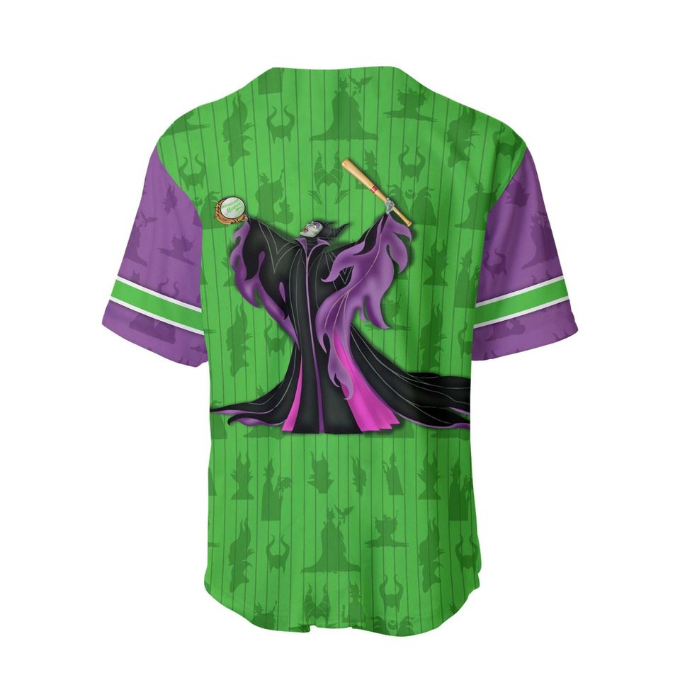 Maleficent Dark Green Purple Patterns | Disney Baseball Jersey Personalized