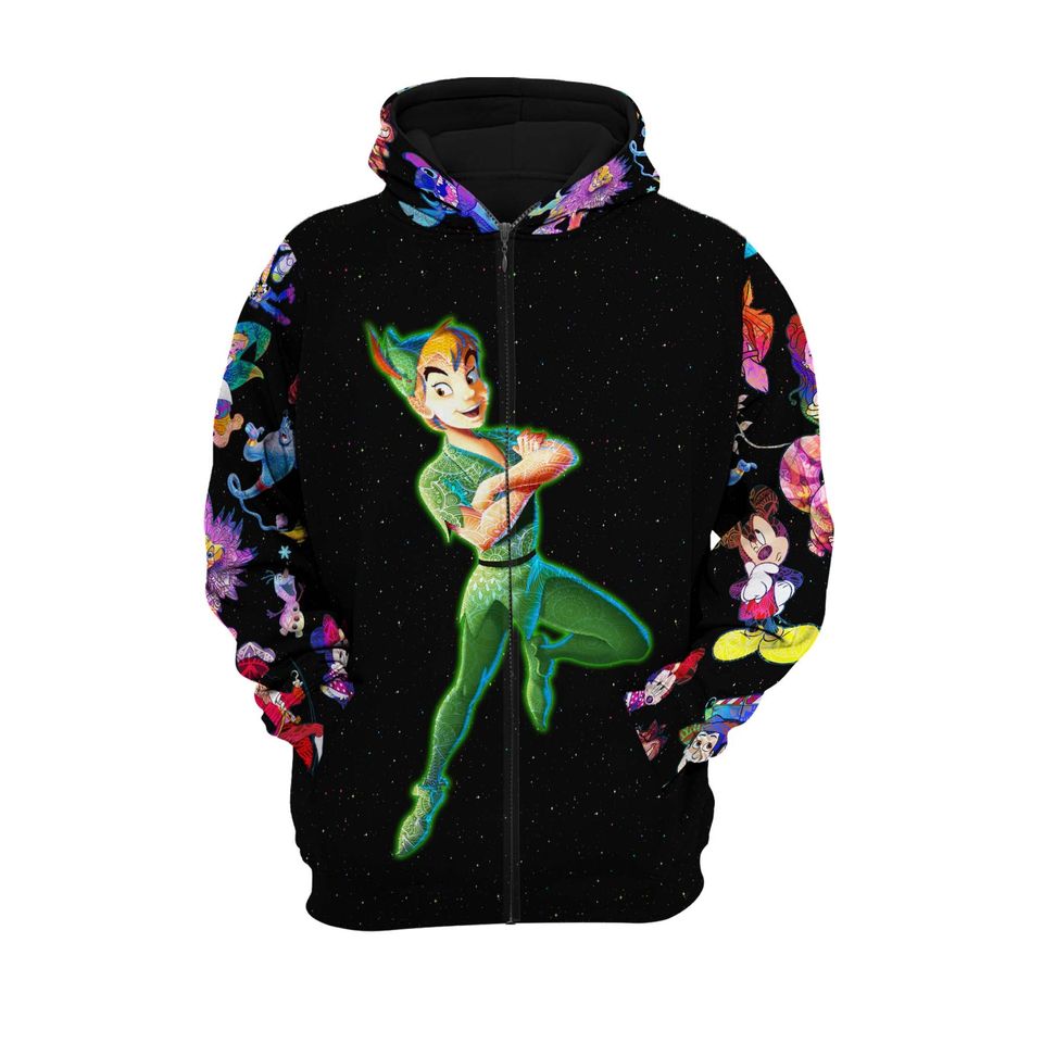 Peter Pan Galaxy Night Sky Patterns Hoodie | Disney 3D Hoodie