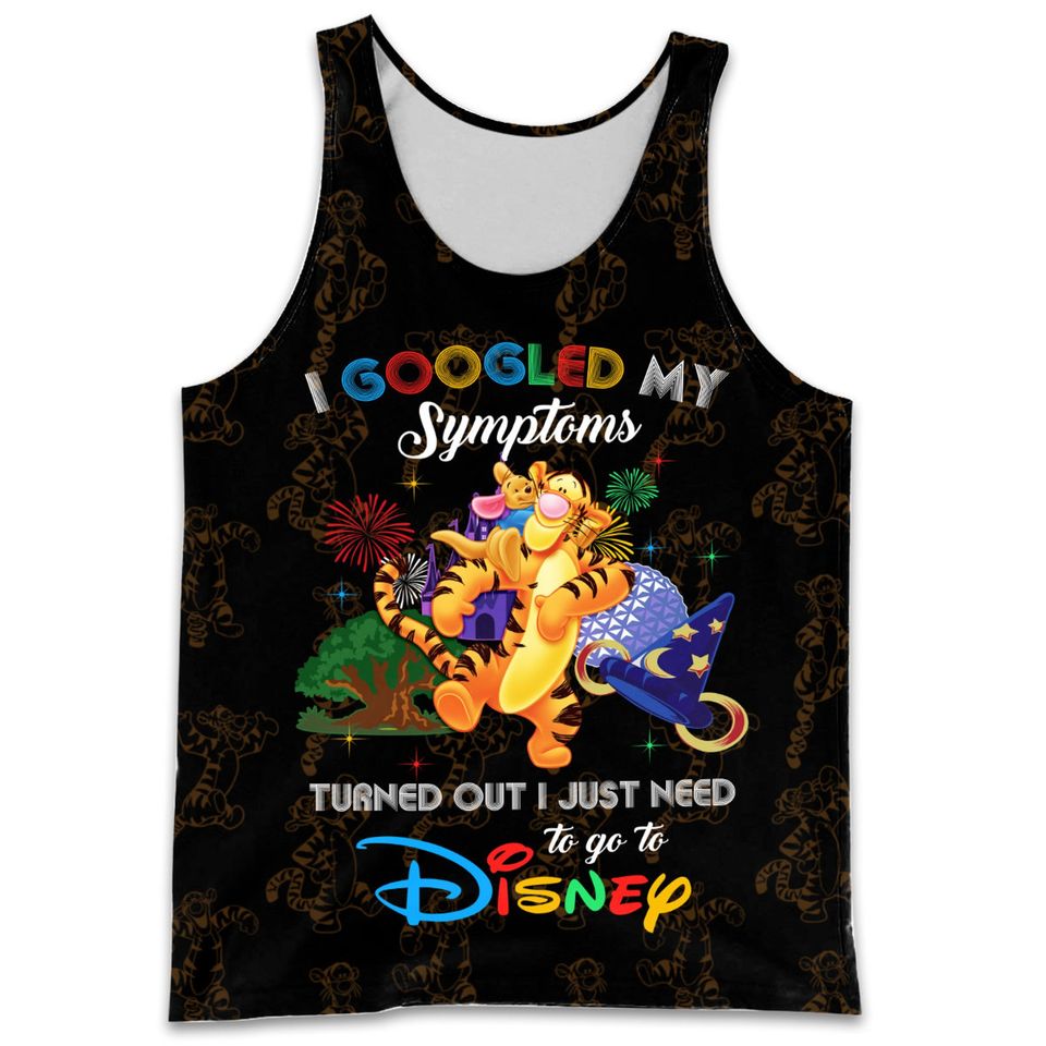Tigger Google Funny Quote Black Disney Cartoon 3D Tank Top