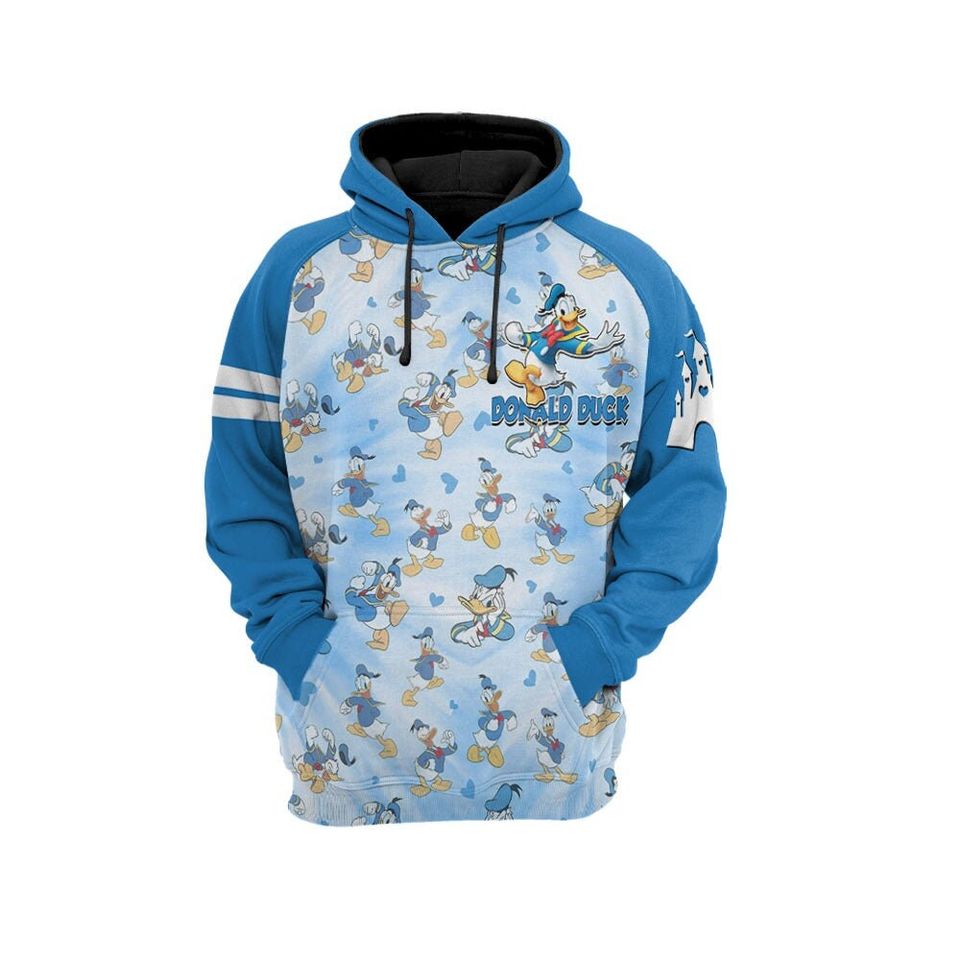Donald Duck Pattern Raglan Disney 3D Hoodie