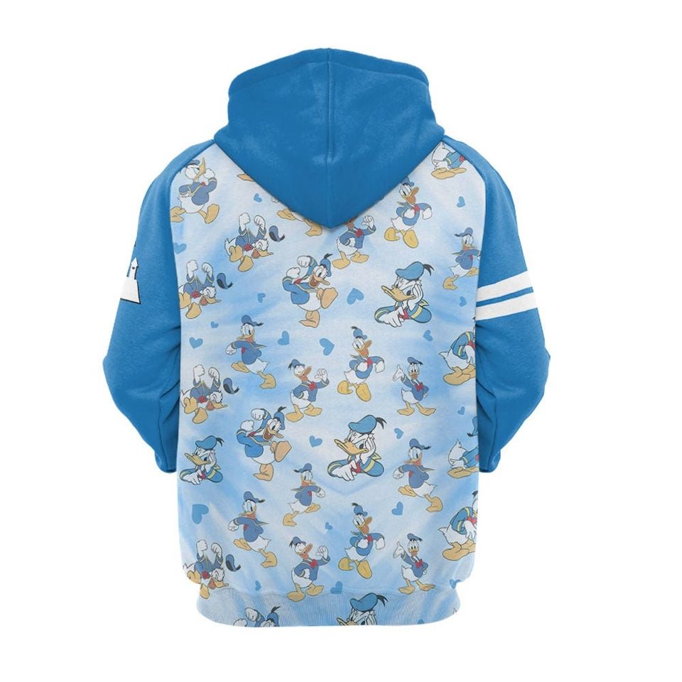 Donald Duck Pattern Raglan Disney 3D Hoodie