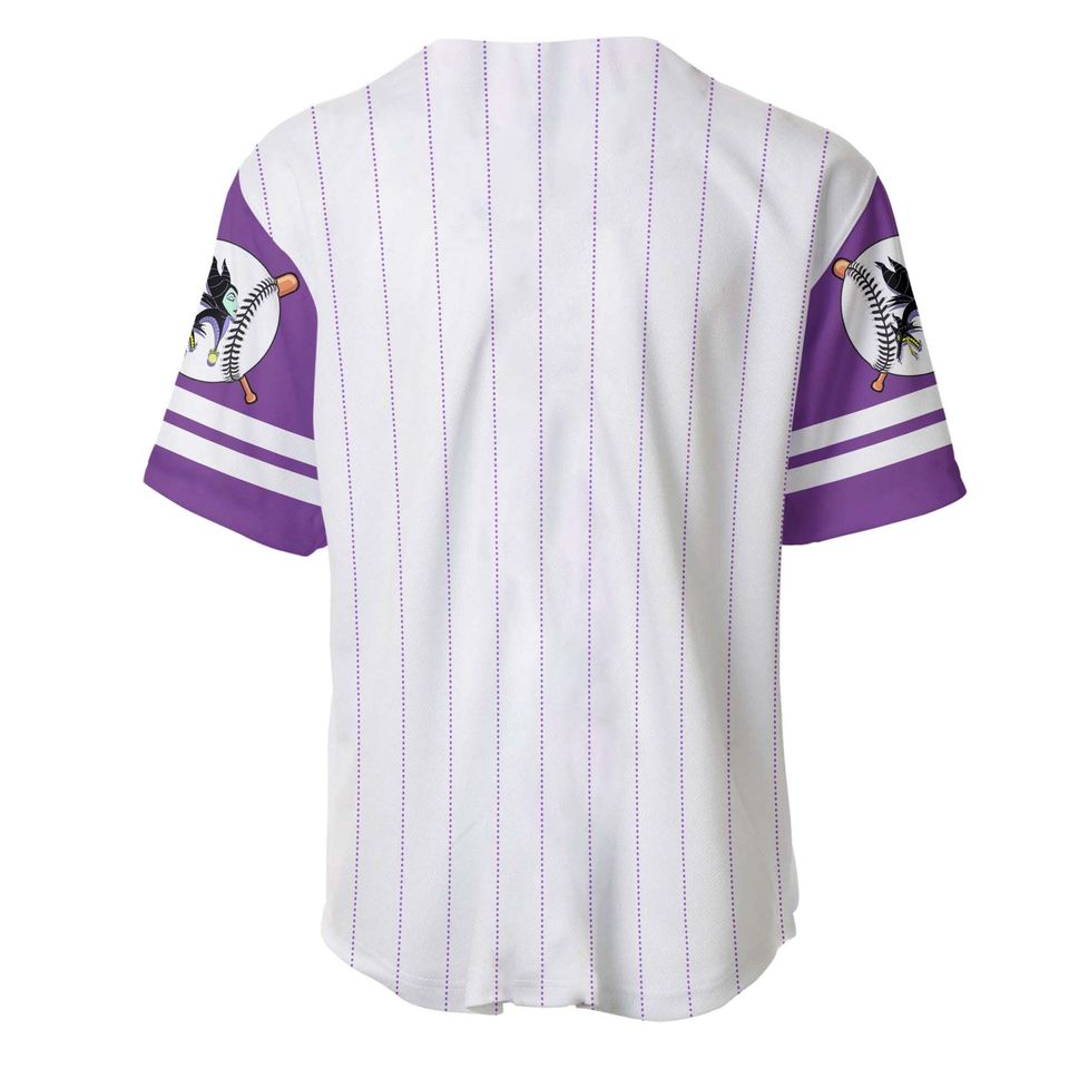 Maleficent White Purple Lavender Jersey, Disney Custom Baseball Jersey