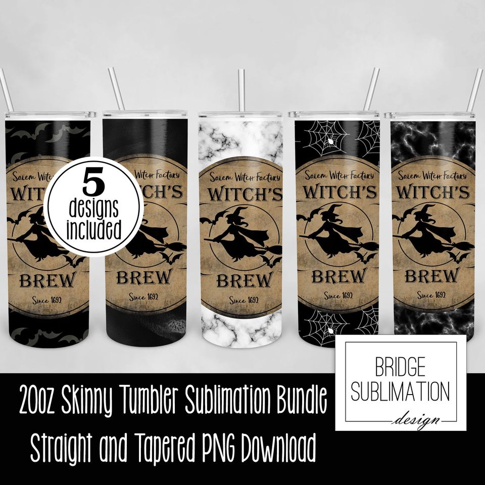Witch's Brew Tumbler Design Bundle, 20oz Skinny Tumbler Sublimation Design Template Bundle, Halloween Tumbler  Bundle, Commercial Use