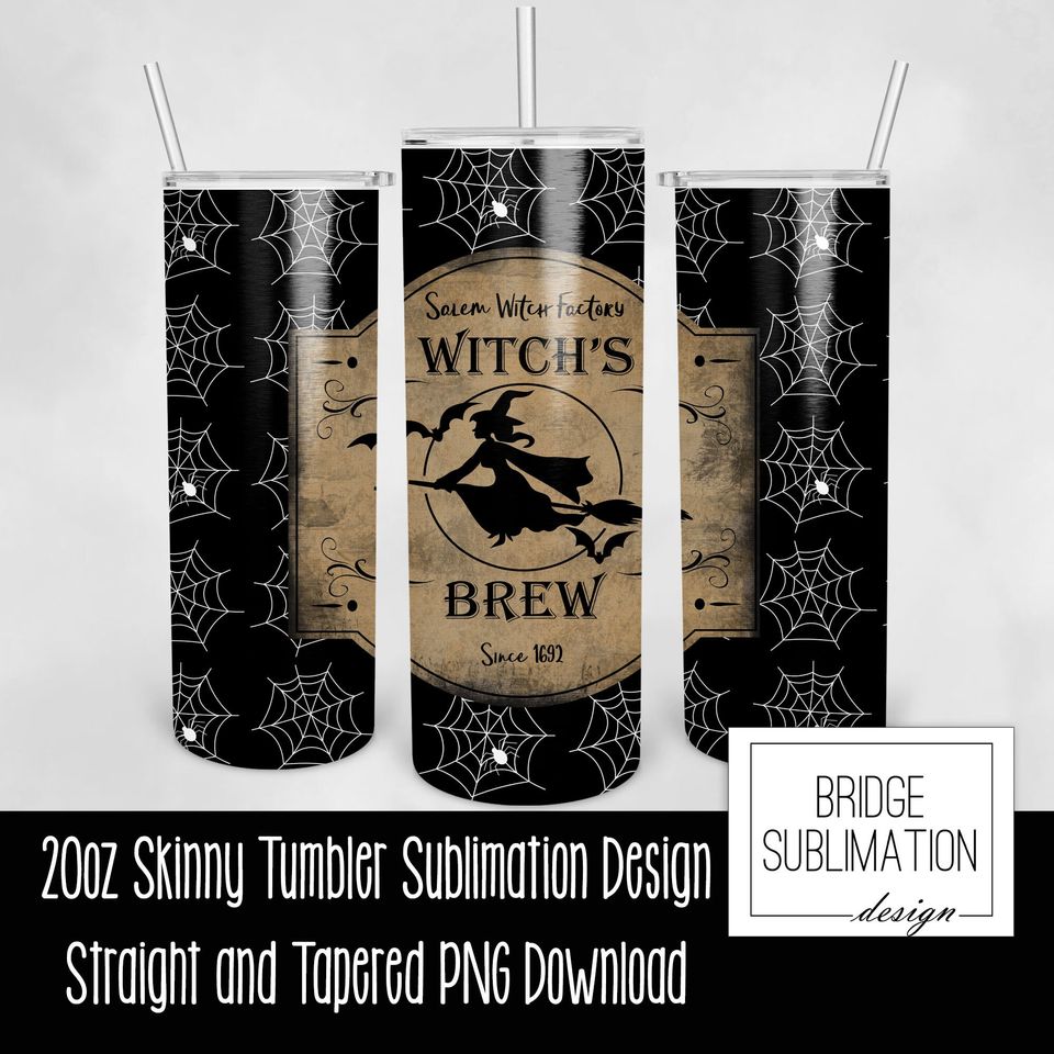 Witch's Brew Tumbler Design Bundle, 20oz Skinny Tumbler Sublimation Design Template Bundle, Halloween Tumbler  Bundle, Commercial Use