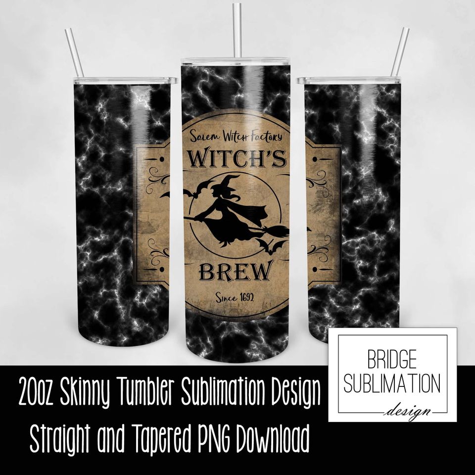 Witch's Brew Tumbler Design Bundle, 20oz Skinny Tumbler Sublimation Design Template Bundle, Halloween Tumbler  Bundle, Commercial Use