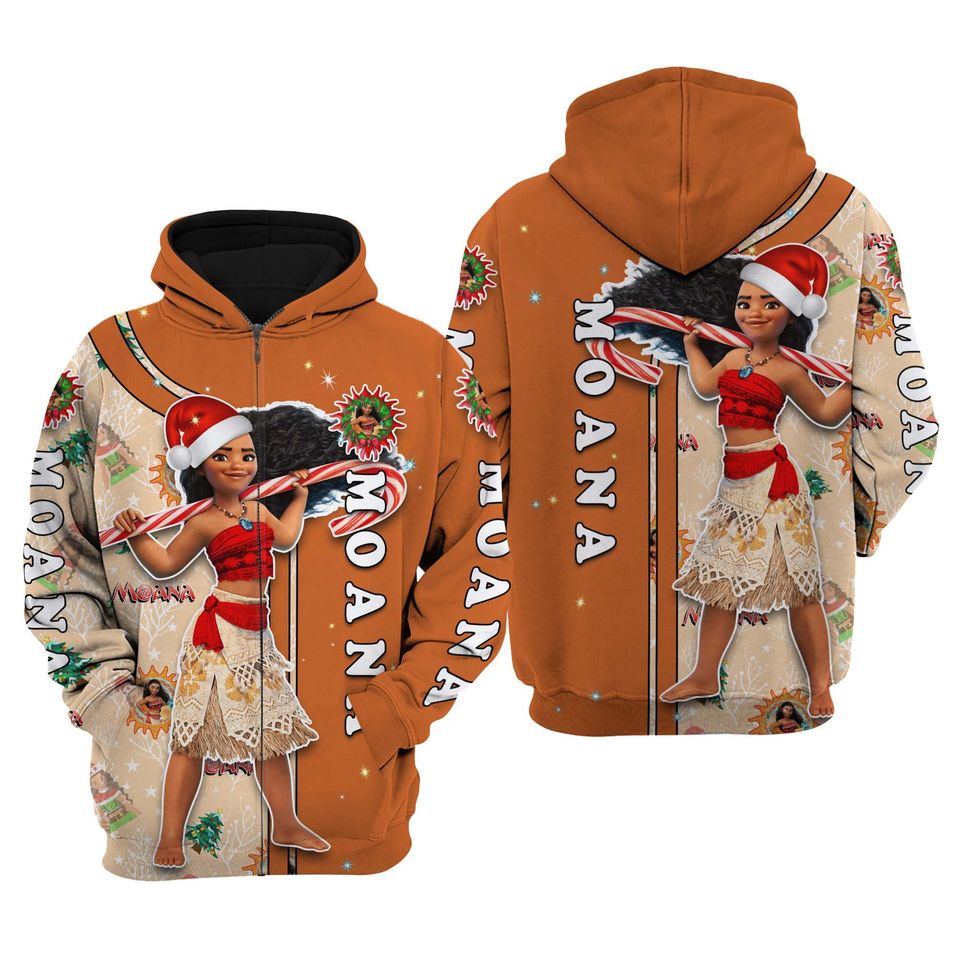 Moana Orange Christmas Disney 3D Hoodie