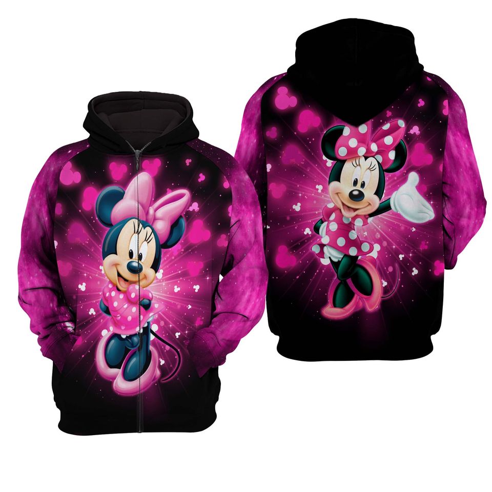 Minnie Mouse Black Pink | Disney 3D Hoodie