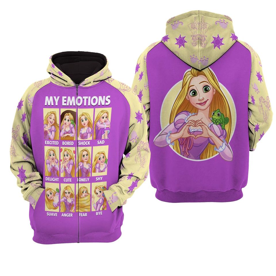 Rapunzel My Emotions  Disney 3D Hoodie