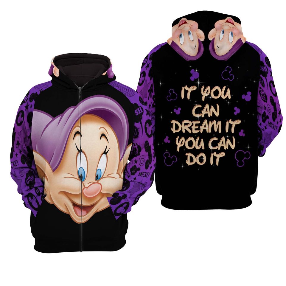 Dopey Black Violet | Disney 3D Hoodie