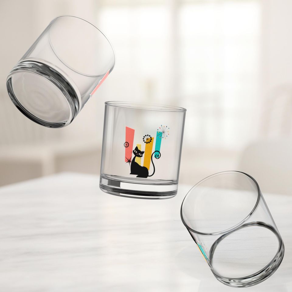 Atomic Kitschy Cat Rock Glass