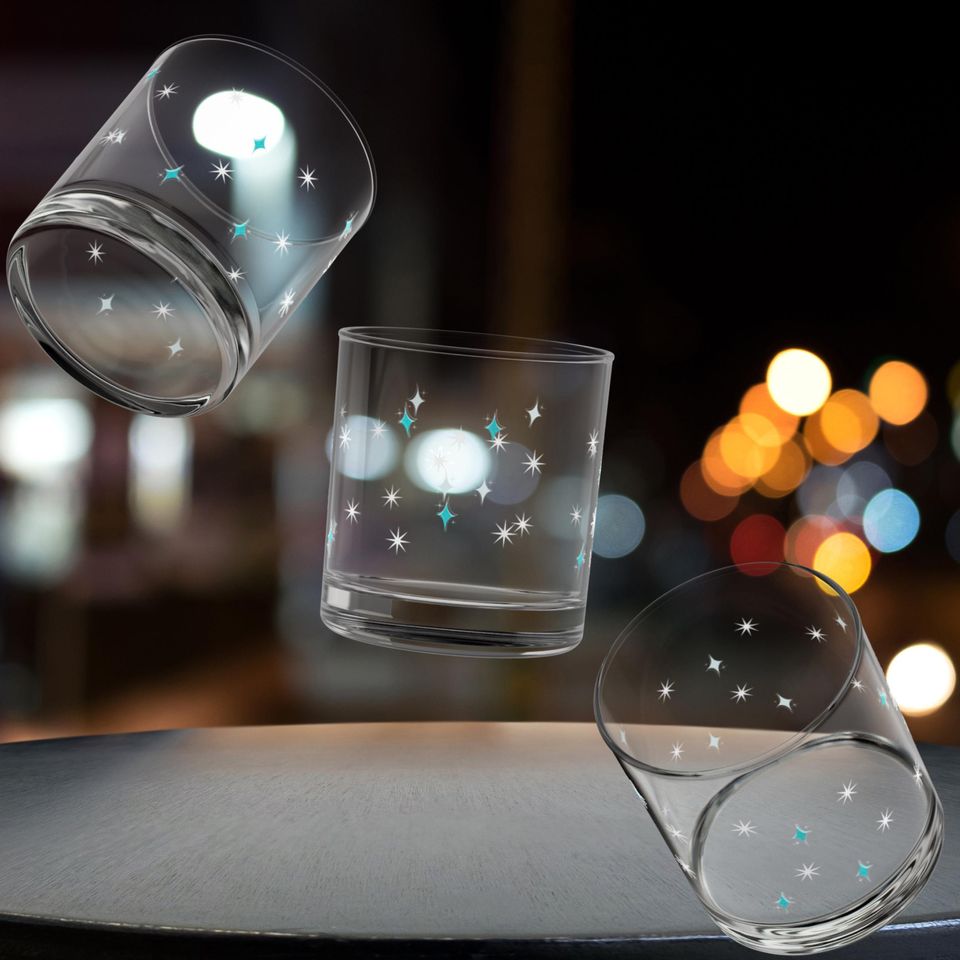 Mid Century Modern Diamond Starburst Rock Glass