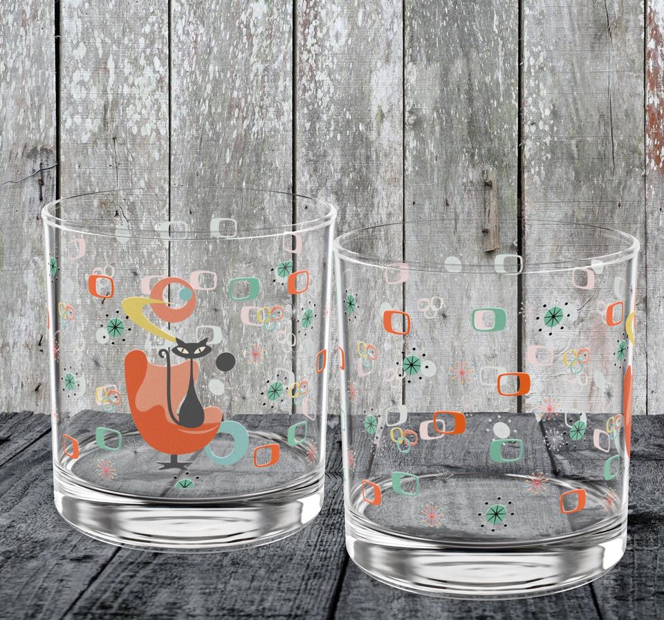MCM Kitschy Cat Rock Glass