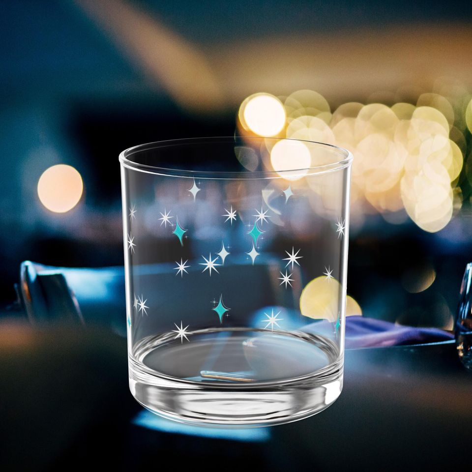 Mid Century Modern Diamond Starburst Rock Glass