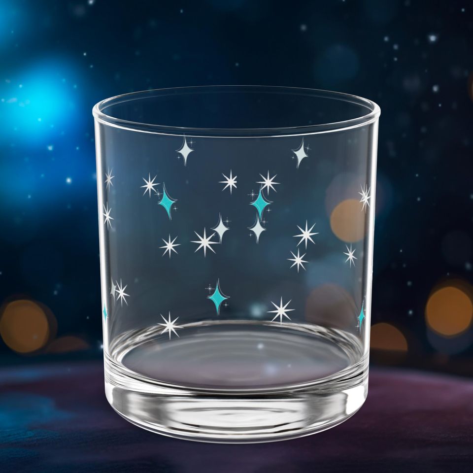 Mid Century Modern Diamond Starburst Rock Glass