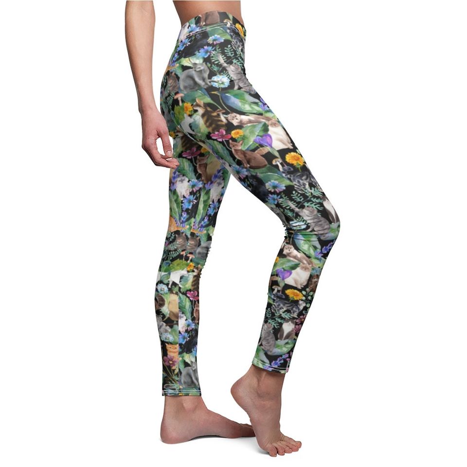 Women's Floral Cats Soft Leggings
