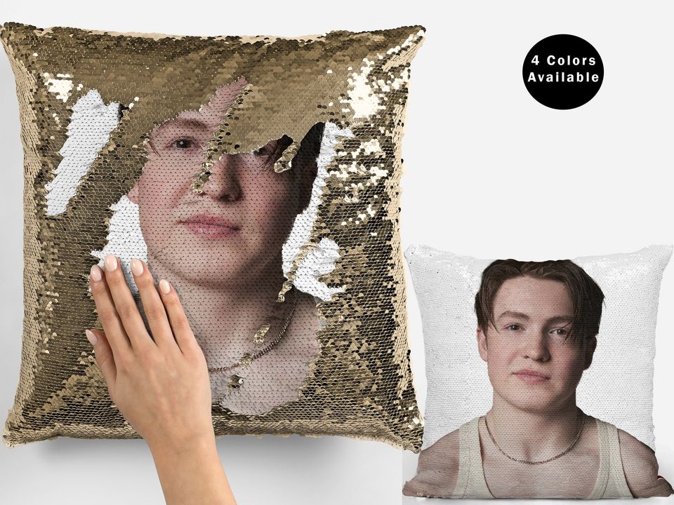 Kit Connor Sequin Pillow Cover, Celebrity Flip Pillowcase