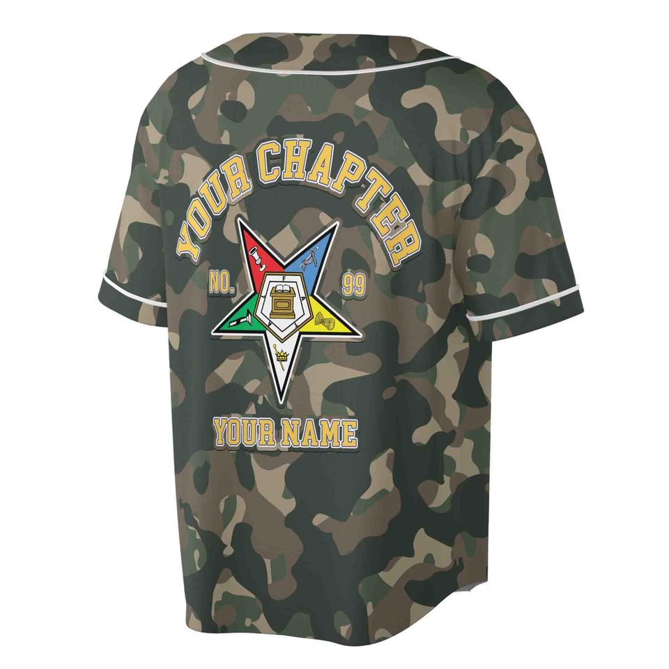 Customized Camo OES Order of the Eastern Star Baseball Jersey