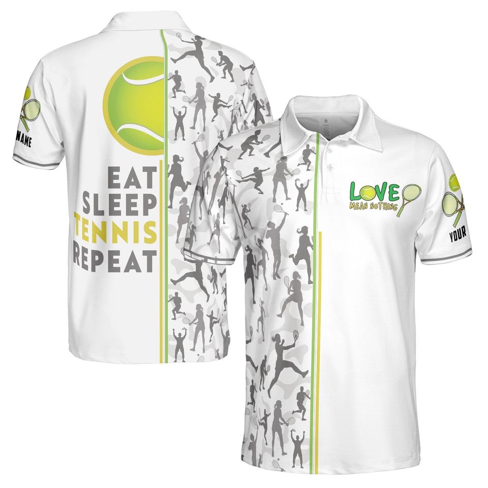 Custom Name Eat Sleep Tennis and Repeat Polo