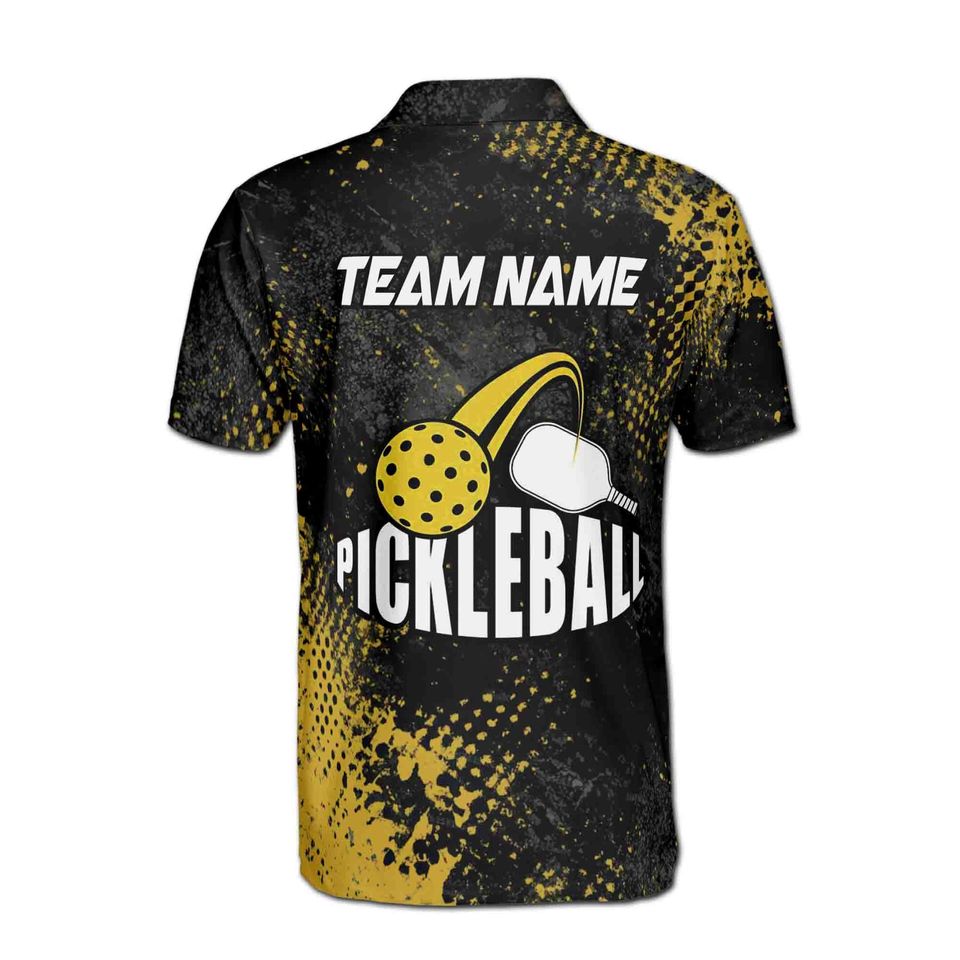 Custom Name Team Pickleball on Fire Yellow Polo Shirt