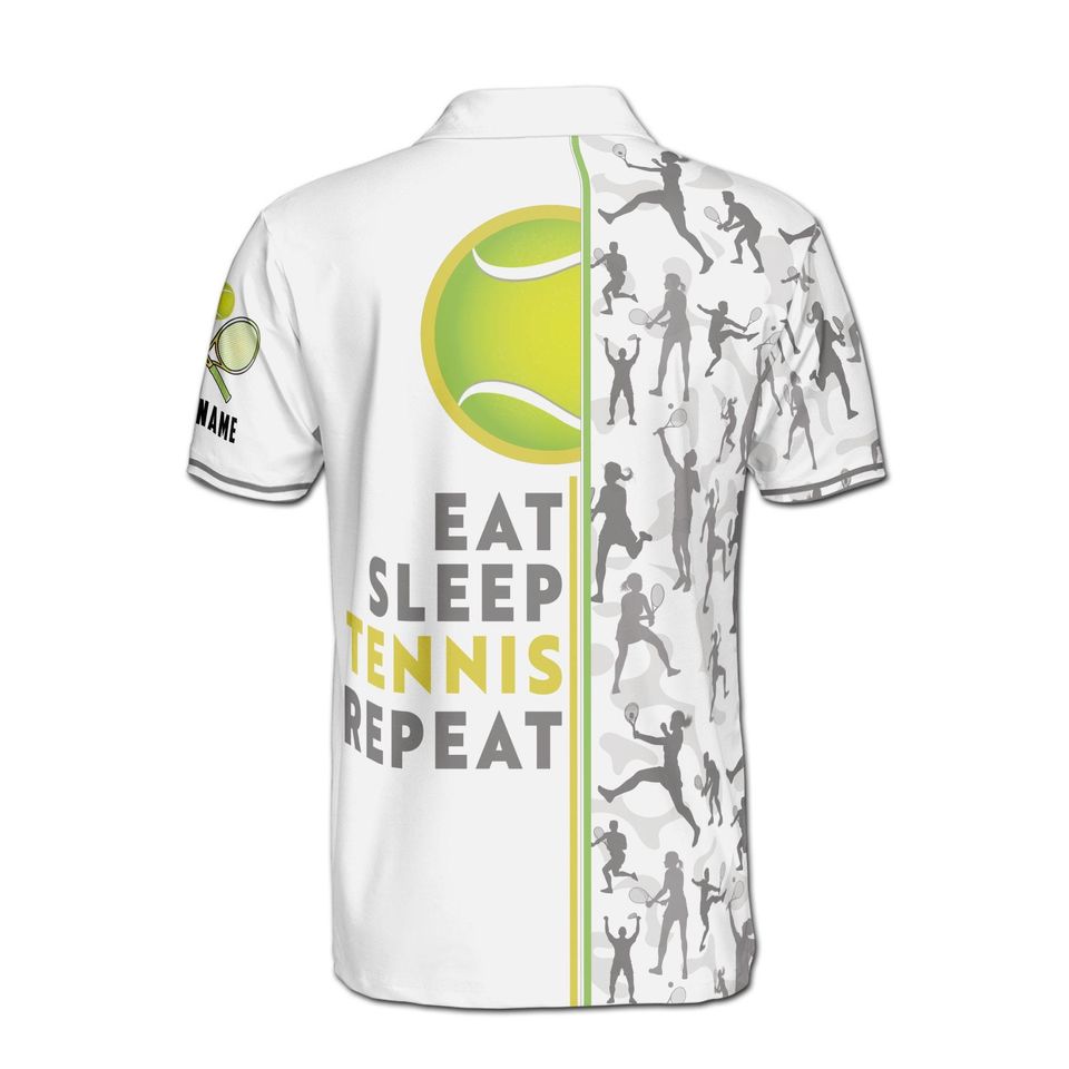 Custom Name Eat Sleep Tennis and Repeat Polo
