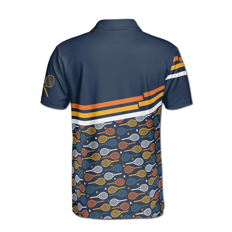 Customized Name Tennis Racket Pattern Polo