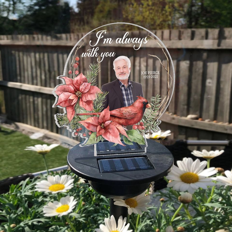 I Am Always With You - Personalized Solar Light, Memorial Gift, In Loving Gift, Solar Power Memorial Garden Grave Light, Remembrance