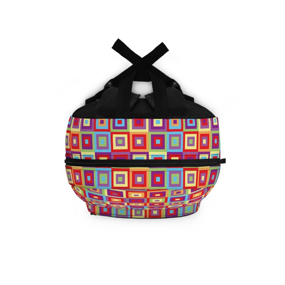 Vibrant Geometric Backpack, School Travel Bag