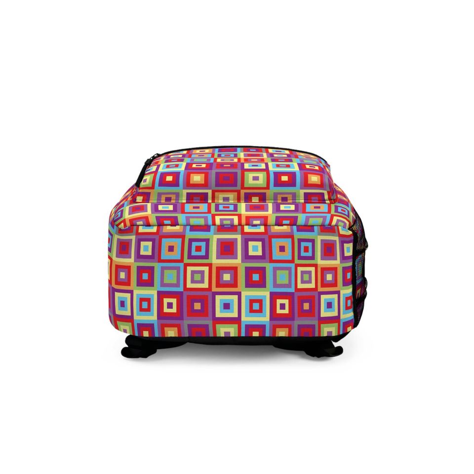 Vibrant Geometric Backpack, School Travel Bag