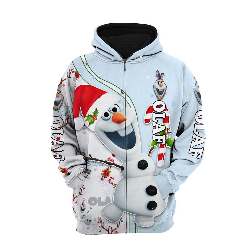 Olaf White Blue Christmas Disney 3D Hoodie