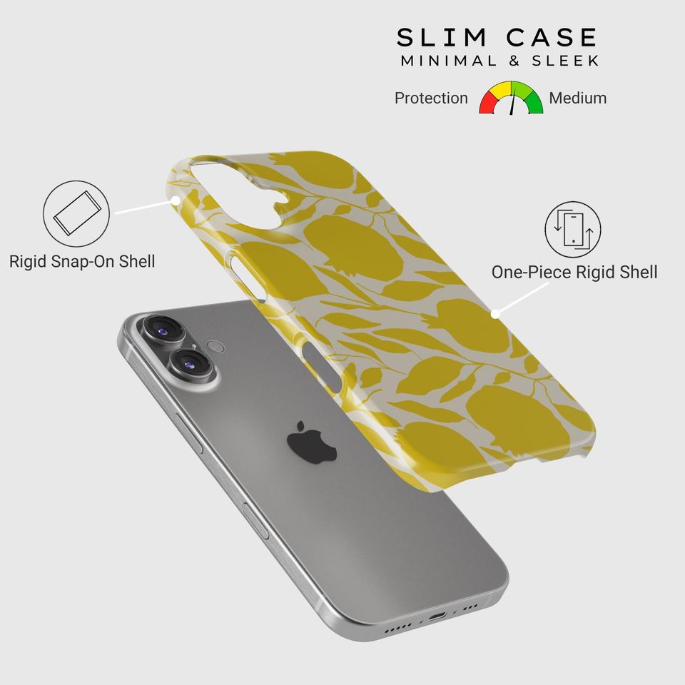 Minimal Lemon Phone Case – Modern Fruit Design with Citrus Leaves