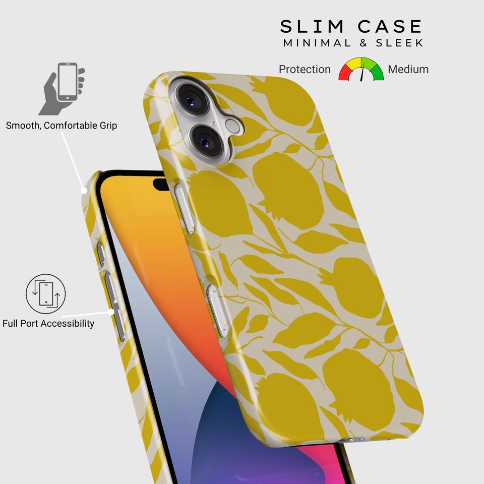Minimal Lemon Phone Case – Modern Fruit Design with Citrus Leaves