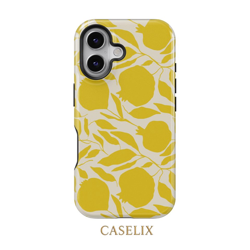 Minimal Lemon Phone Case – Modern Fruit Design with Citrus Leaves