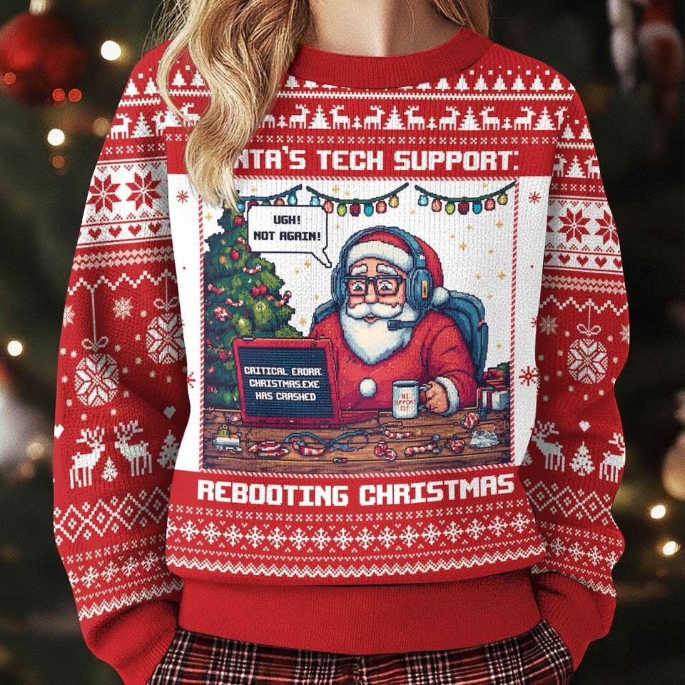 Santas Tech Support Rebooting Christmas Sweater
