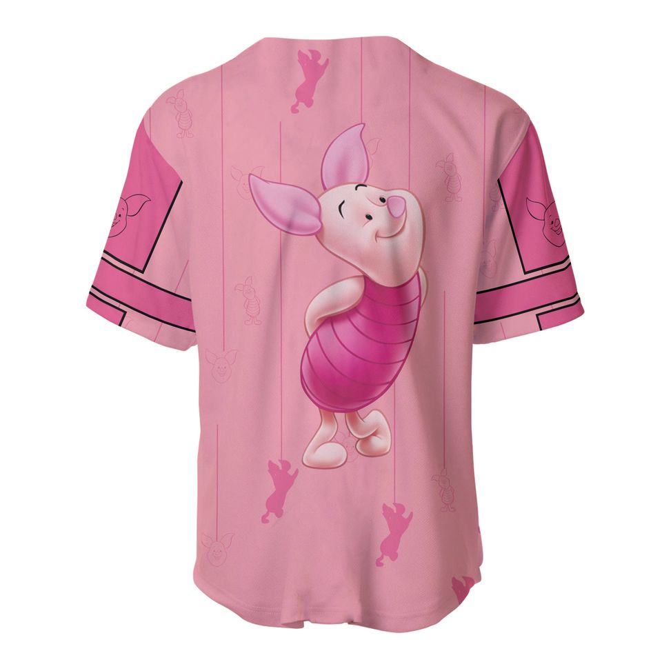 Cute Piglet Winnie The Pooh Pink Disney Baseball Jersey