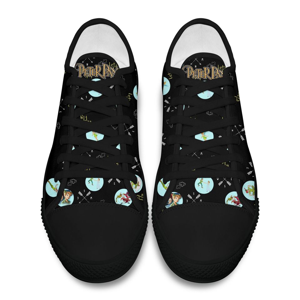 Peter Pan Flying White Full Print Disney Cartoon Low Top Sneakers