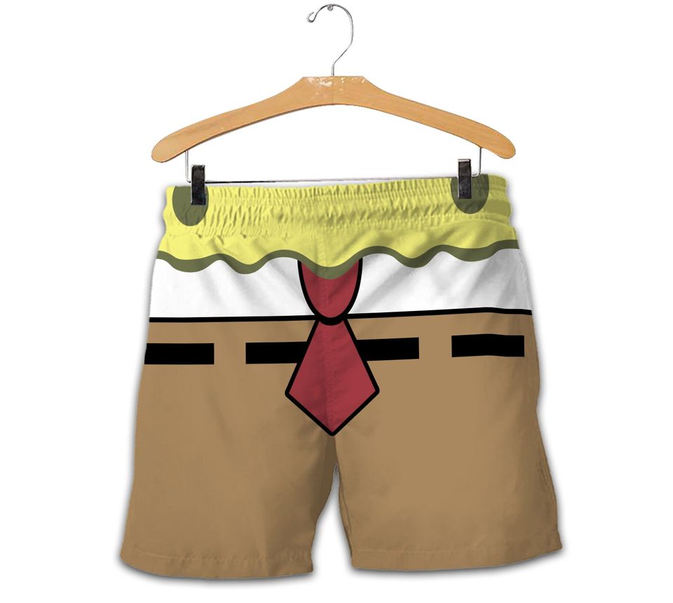 SpongeBob Brown White Yellow Red Summer Tropical Disney Shorts