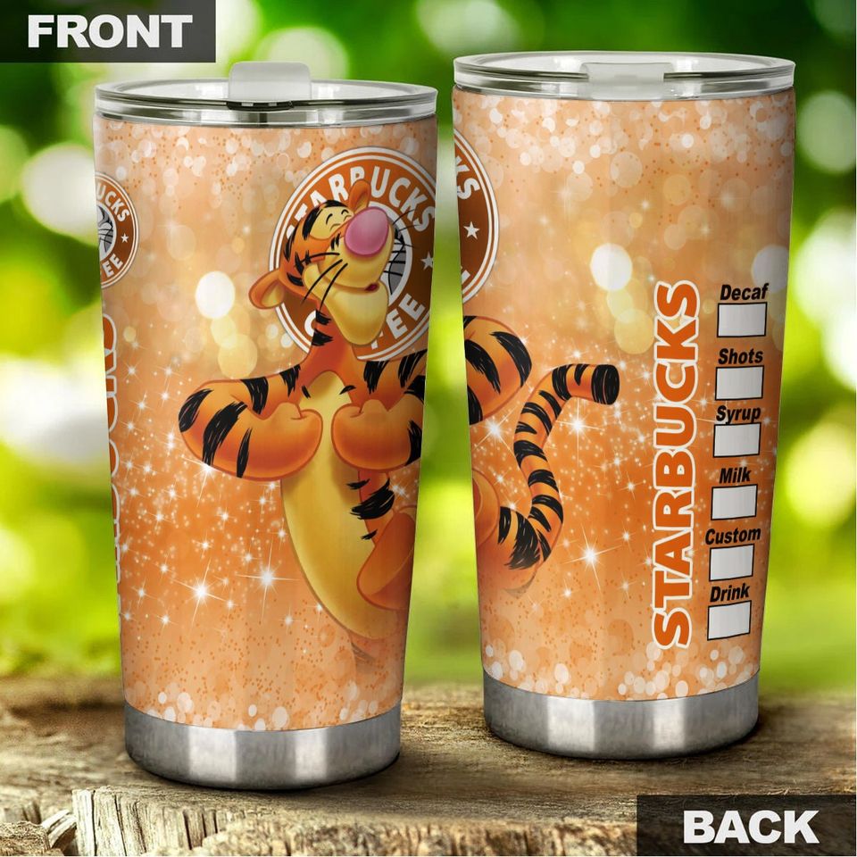 Tigger Orange Black Glitter Bling Starbucks Disney Tumber 30 oz
