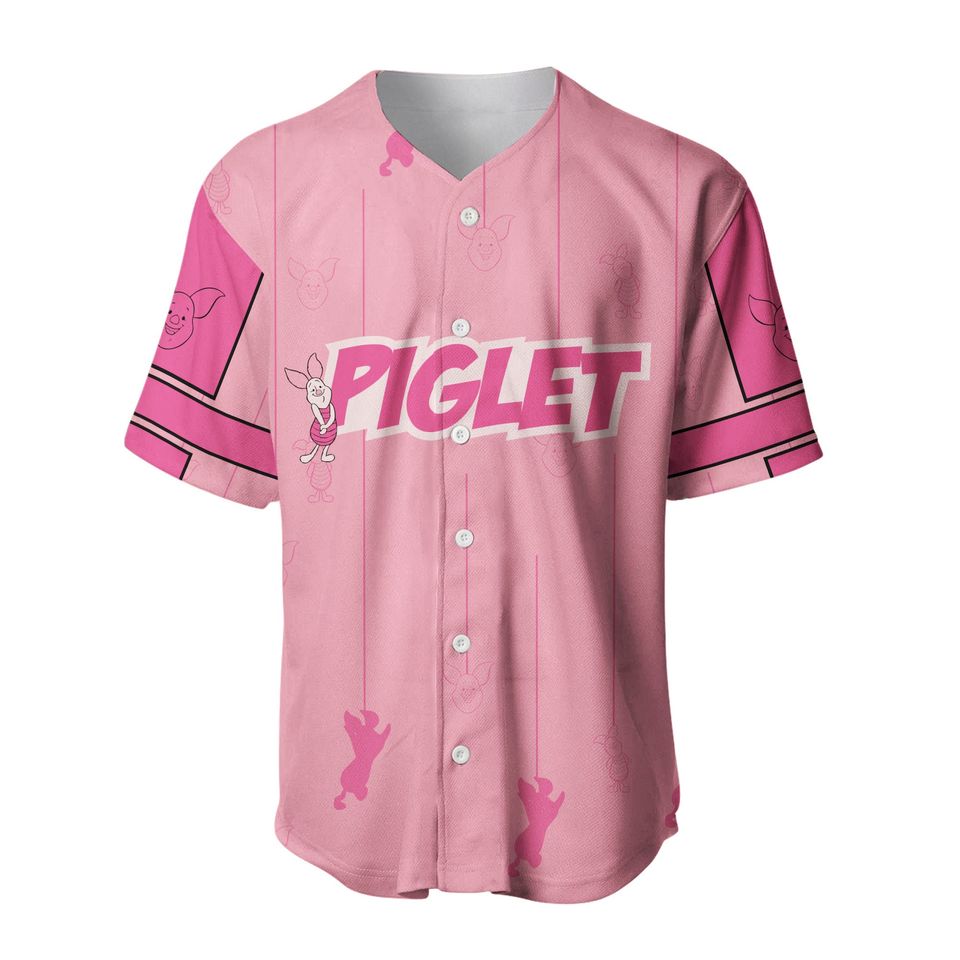 Cute Piglet Winnie The Pooh Pink Disney Baseball Jersey