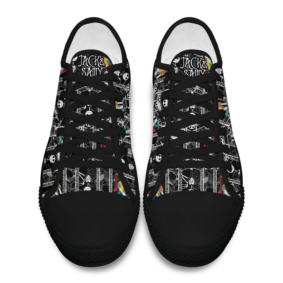 Jack & Sally Patterns Rainbow Full Print Disney Cartoon Low Top Sneakers