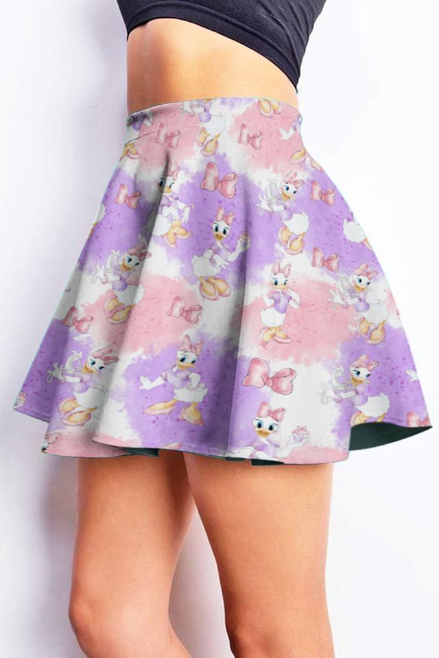 Daisy Duck Pink Purple Cloud Skater Skirt
