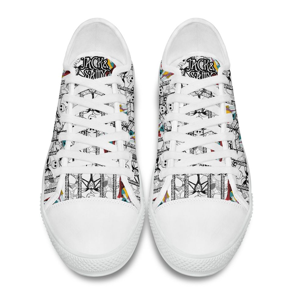 Jack & Sally Patterns Rainbow Full Print Disney Cartoon Low Top Sneakers