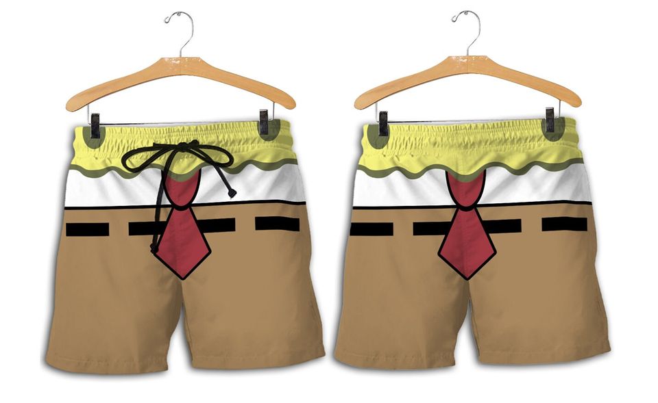 SpongeBob Brown White Yellow Red Summer Tropical Disney Shorts
