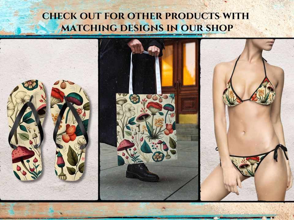 Mushroom flip flops, Vintage Cottagecore summer sandals, Mushroom beachwear,  Witch flip flops, Witchy shoes, Retro summer flip flops